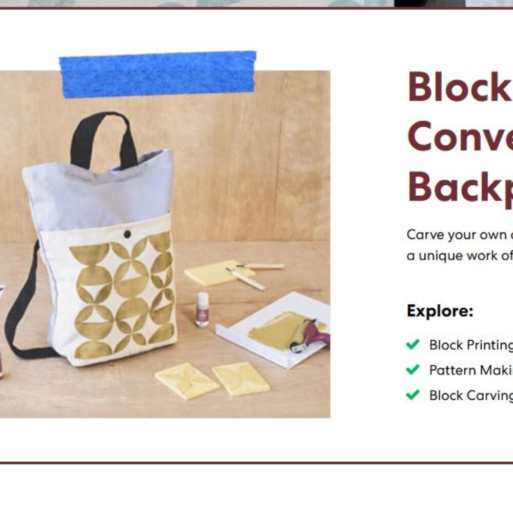 KiwiCo Block-Printed Convertible Backpack Kids Arts and Crafts